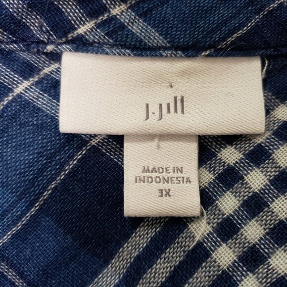 J Jill Women Button Up Ombre Plaid Top Size 3X Long Sleeve Casual Country Office - Picture 7 of 13